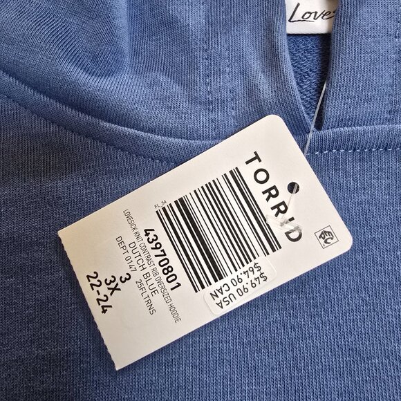 Torrid Love Sick Plus Size 3X Oversized Cropped Blue Hoodie Top NWT MSRP $49 - Picture 5 of 5